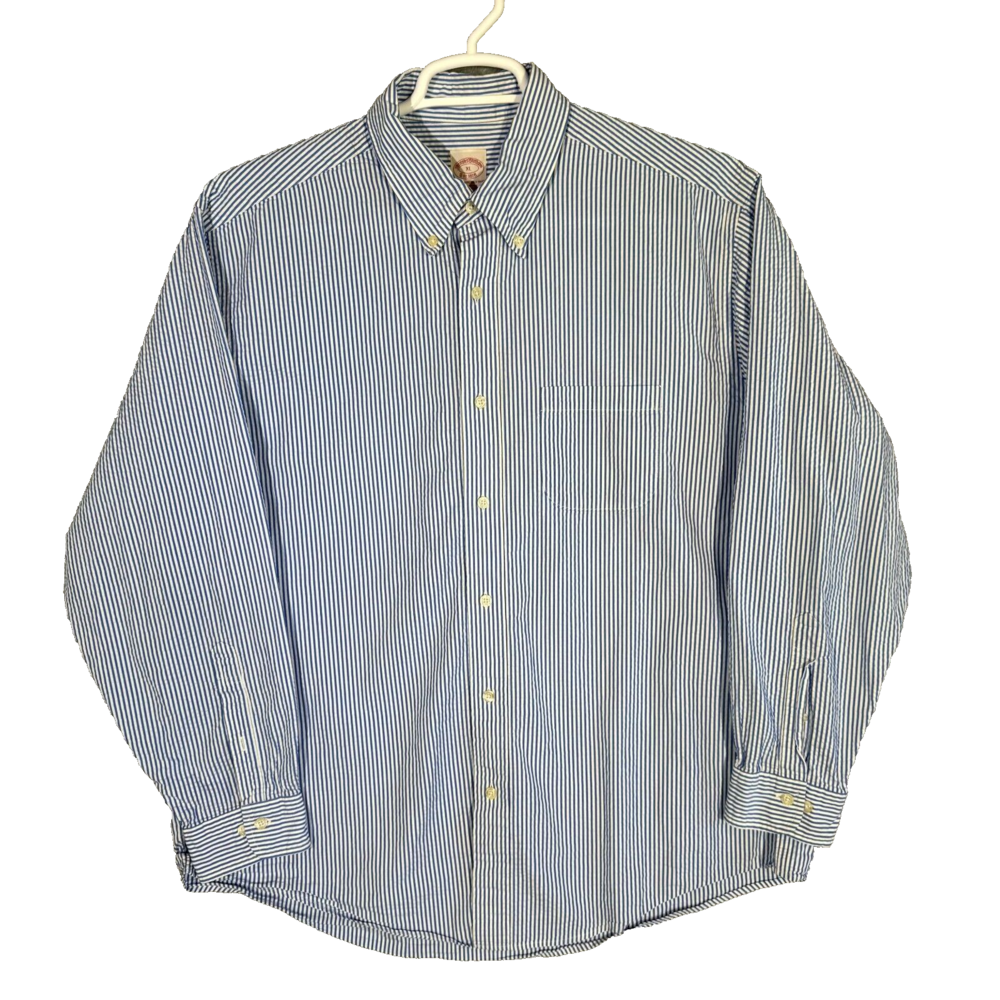 Brooks Brothers 1818 Men’s XL Dress Shirt Blue White Stripe Cotton Button Down